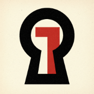 Limitierte Edition Logo-Avatar, das ein Schlüsselloch in Schwarz zeigt. Im Inneren der Schlüssellochöffnung befindet sich eine rote, geometrische Form, die eine stilisierten '1' darstellt.